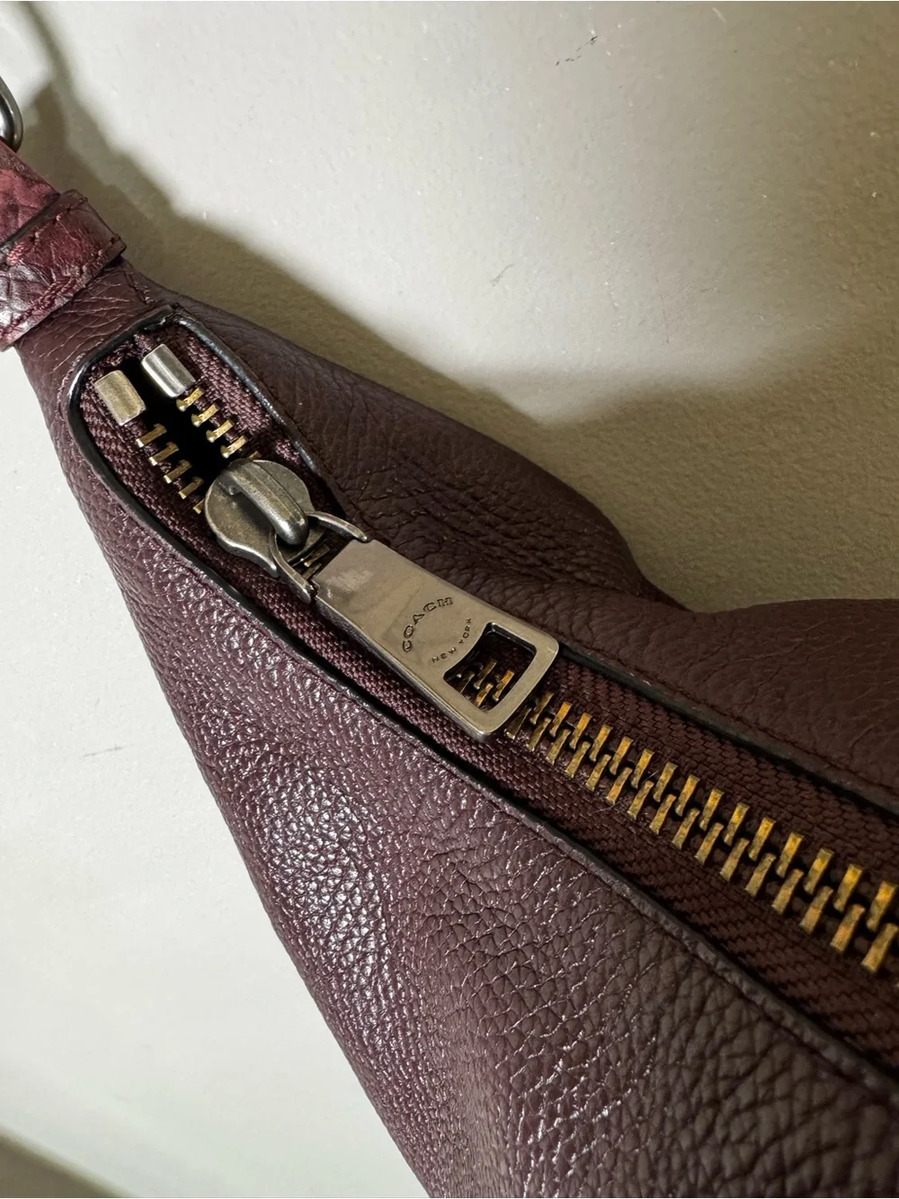 Coach Pebbled Leather Plum Hobo Shoulder Bag F29817